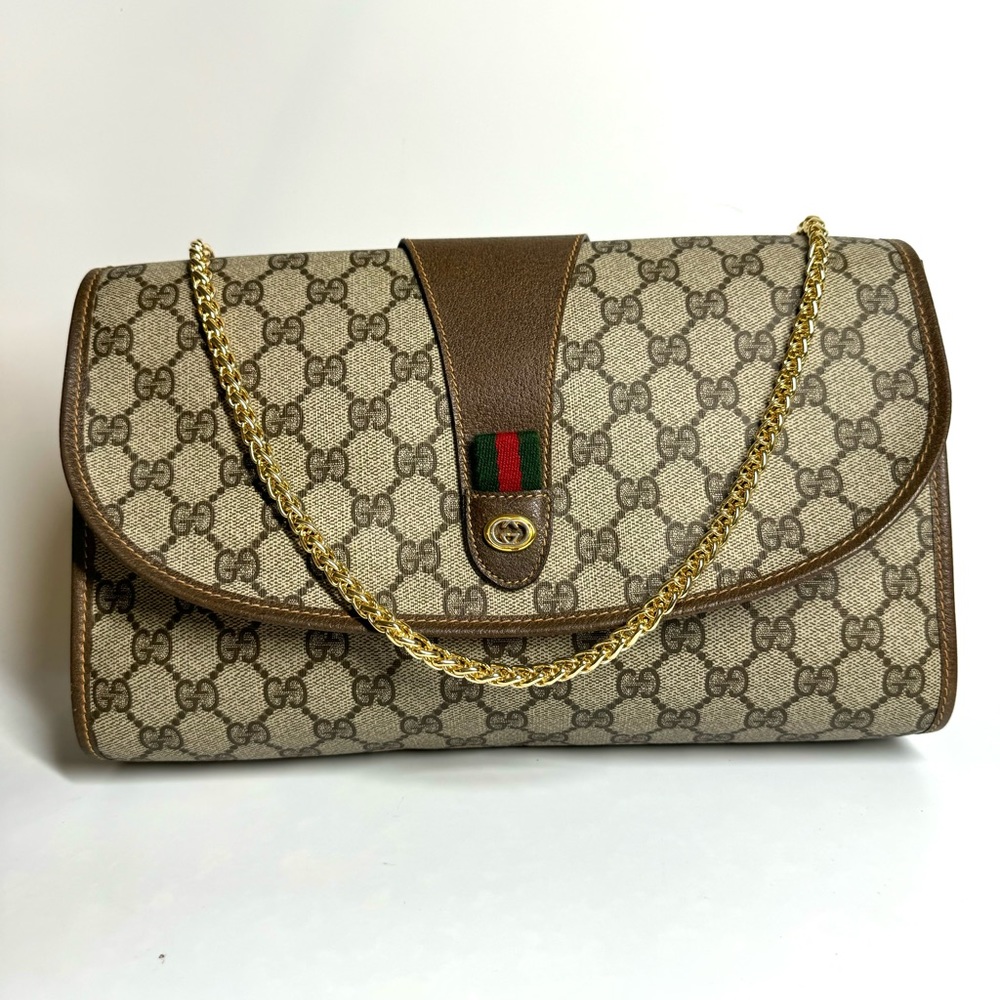 Gucci Large Ophidia Sherry Line Supreme GG Monogram Clutch Crossbody Bag - Picture 12 of 14